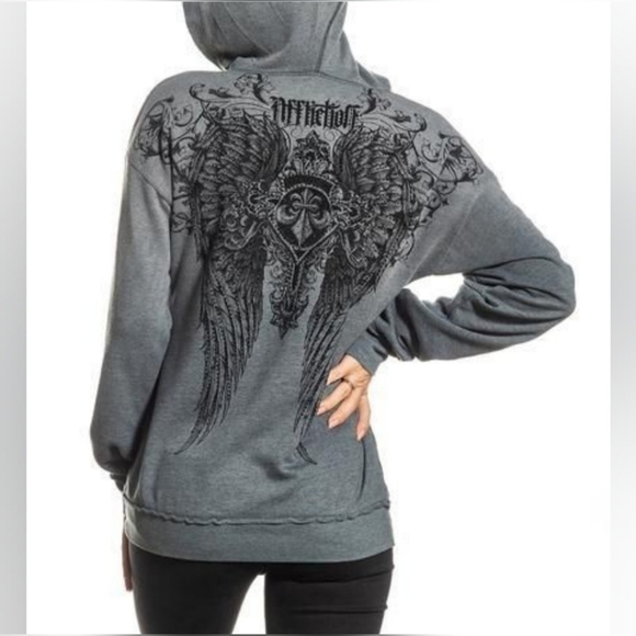 Affliction Aviana Hooded Sweatshirt Medium - Picture 2 of 6